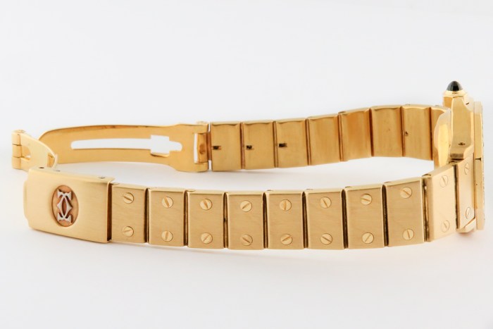 Cartier Santos Octagon 18K Gold Ladies Automatic Bracelet Watch Vintage. 25mm. Model Reference 0906 Circa Mid to Late 1980s.
